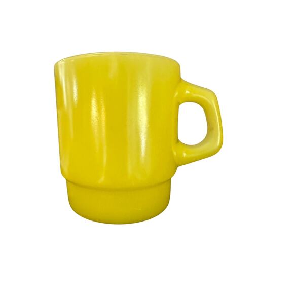 Vintage Fire King Anchor Hocking Milk Glass Stacking Coffee Mug Cup. Yellow - Picture 1 of 8